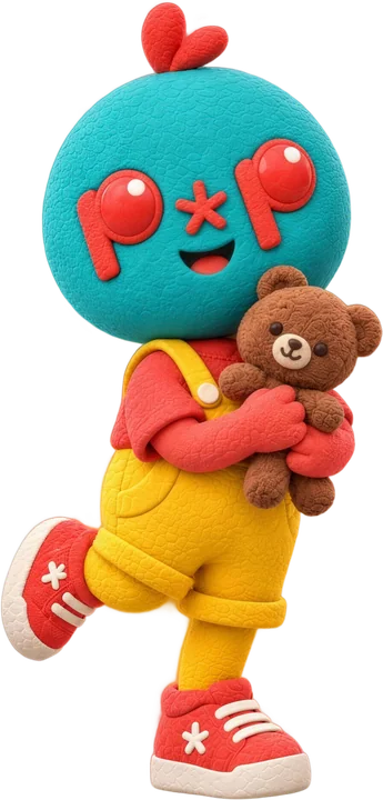 The littlest of the Pop crew, hugging a teddy
